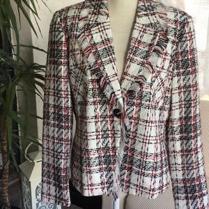 Cato Tweed-Like Red/White/Black Blazer